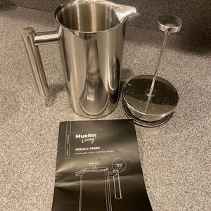EUC Mueller Living 34 oz Stainless Steel Metal French Press Coffee Machine